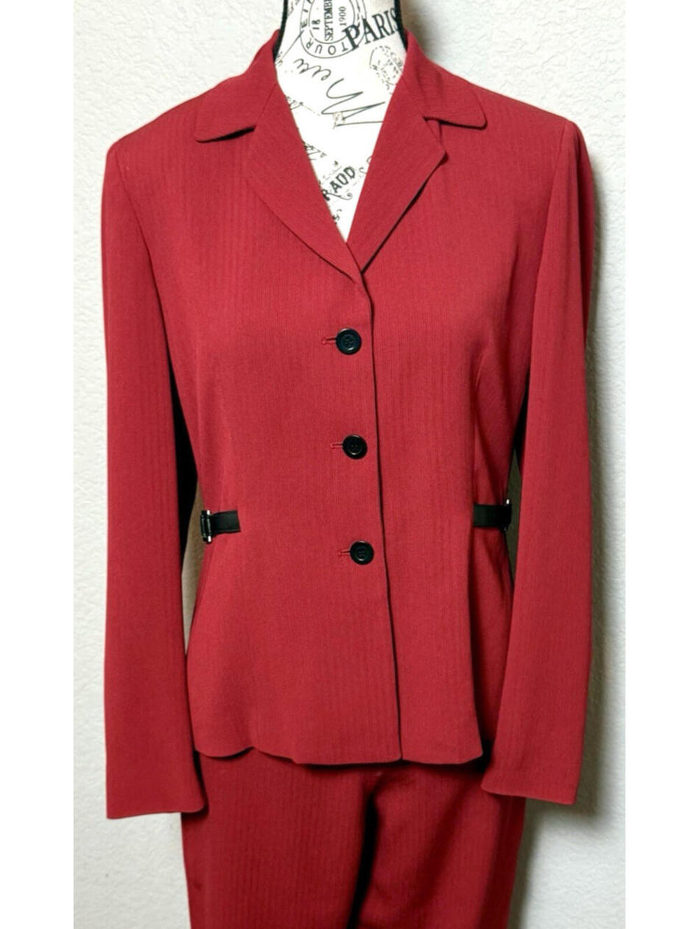 Vintage Garfield & Marks Red Wine Ribbed Pant Suit Set Women’s Size 4
